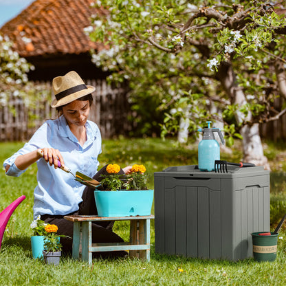 Flamaker Deck Box 31 Gallon Waterproof Resin Storage Box with Lid Indoor Outdoor Delivery Box Storage Bin for Patio Cushions (Grey)