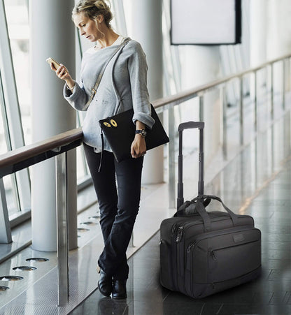 KROSER Rolling Laptop Briefcase Premium Wheeled Laptop Bag Fits Up to 17.3 Inch Laptop Water-Repellent Computer Bag Overnight Roller Case with RFID Pockets for Business/Travel/College/School/Men/Women