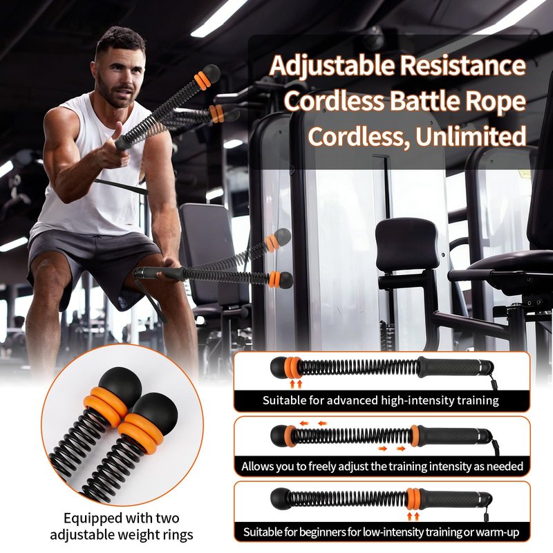 Ropeless Battle Rope, Portable Adjustable Strength Training for Home Gym
