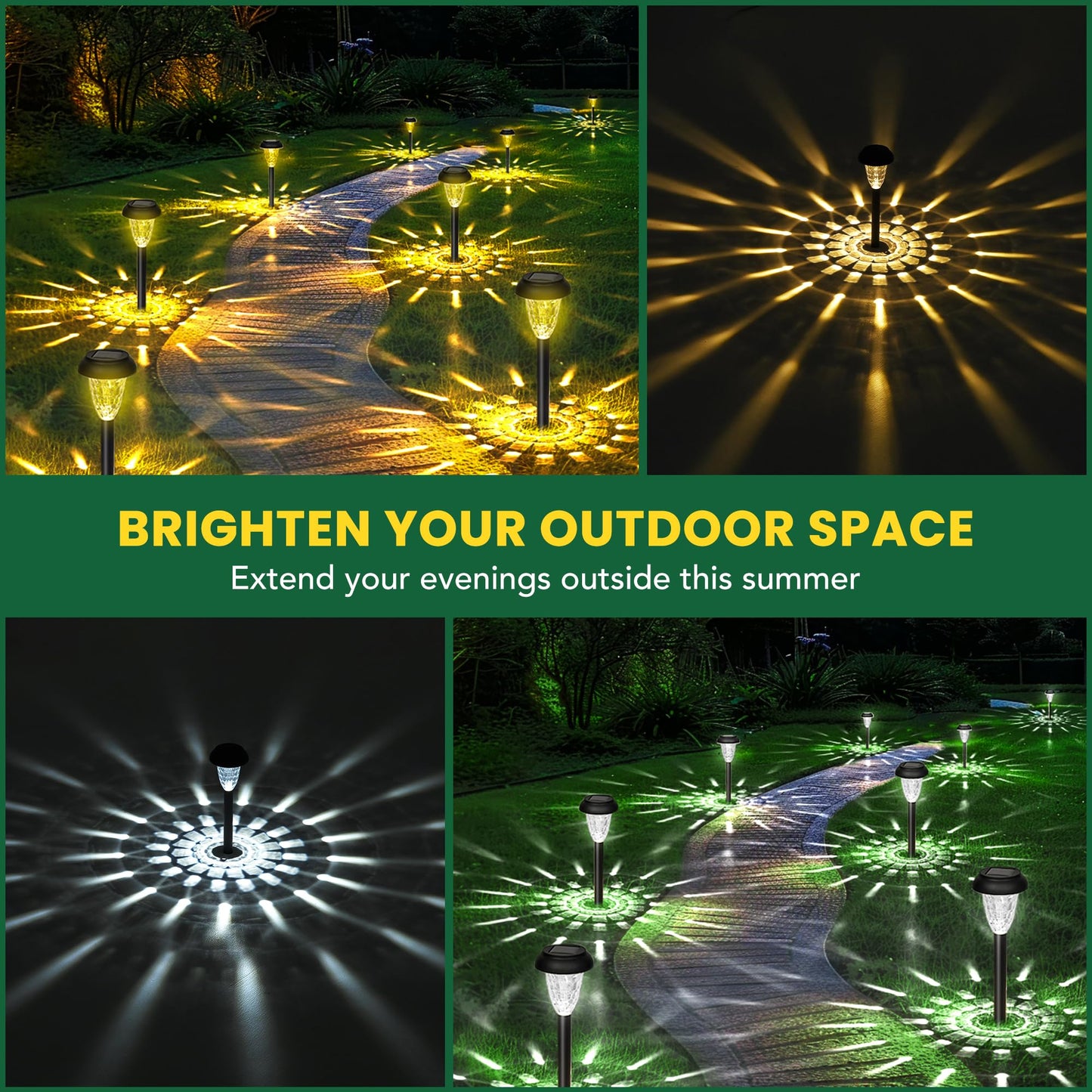 GIGALUMI 12 Pack Solar Light Outdoor Waterproof, Cool White Pathway Lights Solar Powered, Landscape Lighting, Garden Lights for Decor, Patio, Garden, Yard, Pathways, Walkway