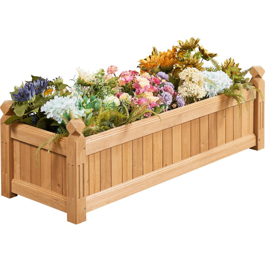 Yaheetech 43.5″ L×16″ W×14″ H Wooden Raised Garden Bed, Horticulture Wood Rectangular Garden Planter Outdoor, Raised Planter Box for Yard/Greenhouse/Vegetable/Flower/Herbs, Light Brown