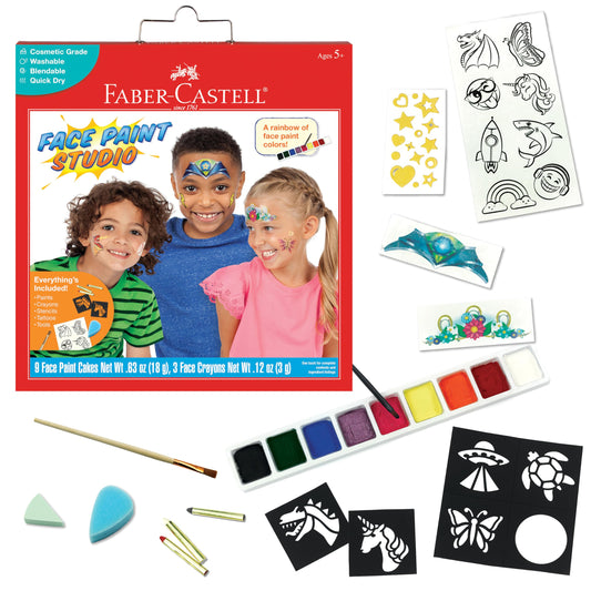 Faber-Castell Face Paint Studio Kit - Face Painting Kit for Kids - Non-Toxic Face Paint for Halloween, Kids Party, Carnival, Rainy Day Activities