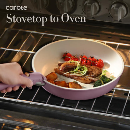 CAROTE 5pcs Pots and Pans Set, Nonstick Cookware Set Detachable Handle, Induction Kitchen Cookware Sets Non Stick with Removable Handle, RV Cookware Set, Gold and Purple