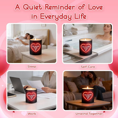 TEEZWONDER Valentines Day Gifts for Her Girlfriend - I Love You More Vanilla Lavender Romantic Candles 10 oz - Anniversary Valentines Birthday Gifts for Wife Men Women Girlfriend Boyfriend Him Husband