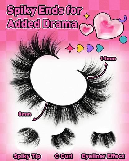 Manga Lashes Spiky False Eyelashes - Wispy Anime False Eyelashes Natural Look 10 Pairs Cotton Band Fake Lashes Cosplay Asian D Curl Strip Lashes by EMEDA(13mm #03)
