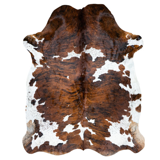 rodeo Full Grain Hair on Genuine Cowhide Rug: Real Animal Print Rug for Western Home Decor & Rustic Cow Rugs for Living Room - Western Rugs, 6x7ft - Unique Country Style Hide Decor - Brindle Nutella