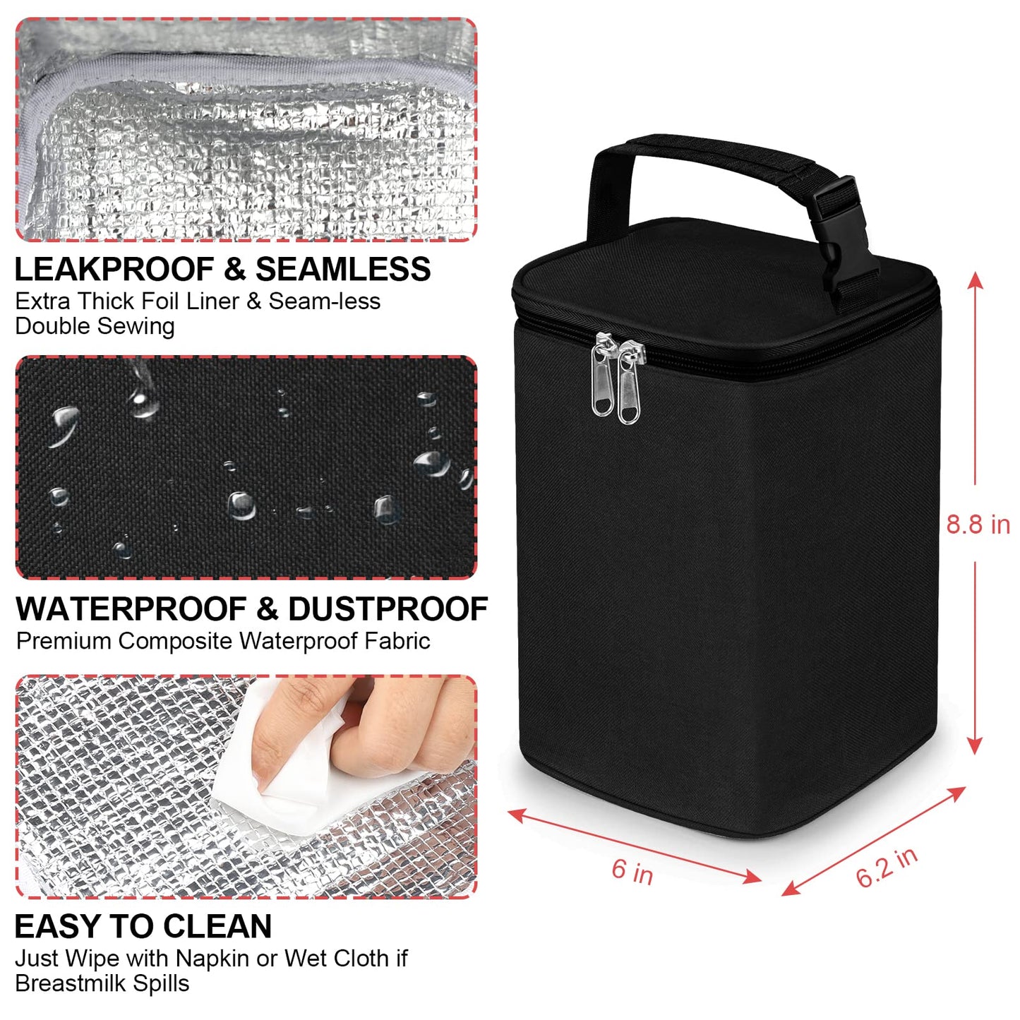 Accmor Breastmilk Cooler Bag, Baby Bottle Cooler Bags, Insulated Tote Bags On The Go, Fits 4 Large 8oz Bottles, for Nursing Mom Daycare Travel