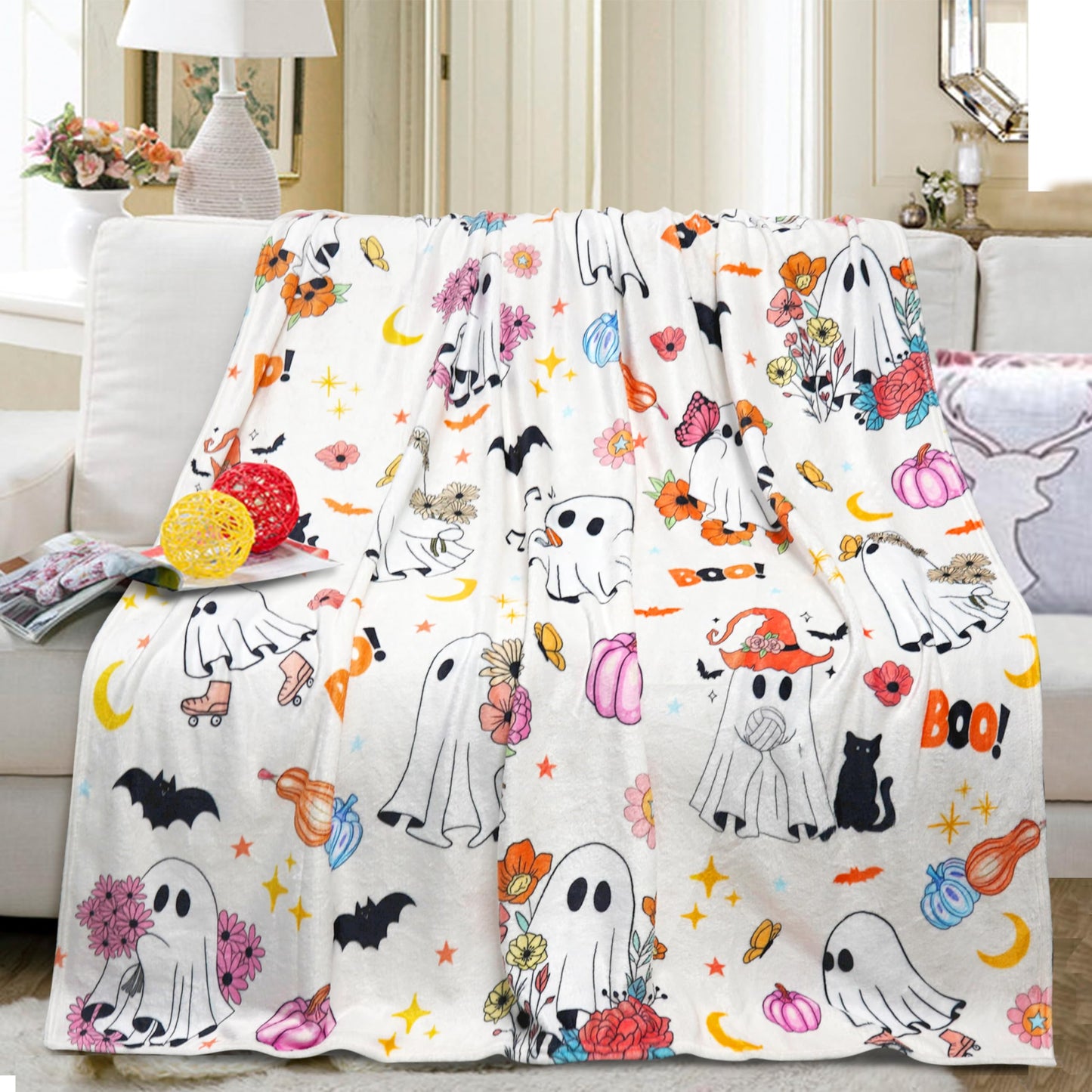 Fall Halloween Blanket Halloween Throw Blankets and Throws Fall Pumpkin Throw Blanket Super Soft Cozy and Plush for Couch and Chair(50" x 60")