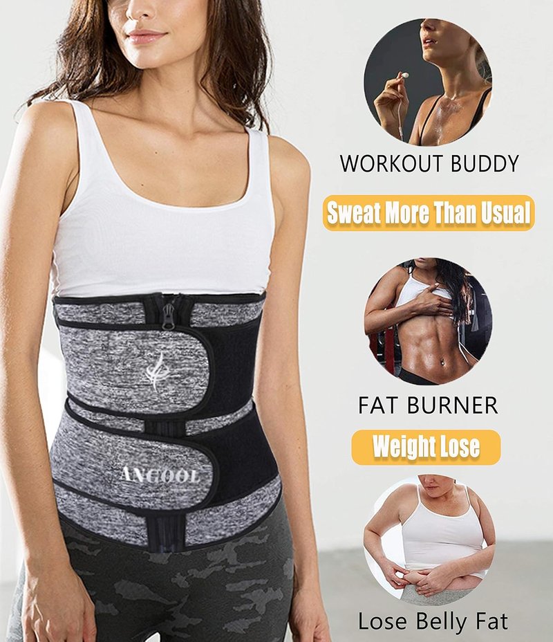 ANGO Sweat Waist Trainer Corset for Women - YKK Zipper Body Shaper Cincher for Weight Loss | Adjustable Fit