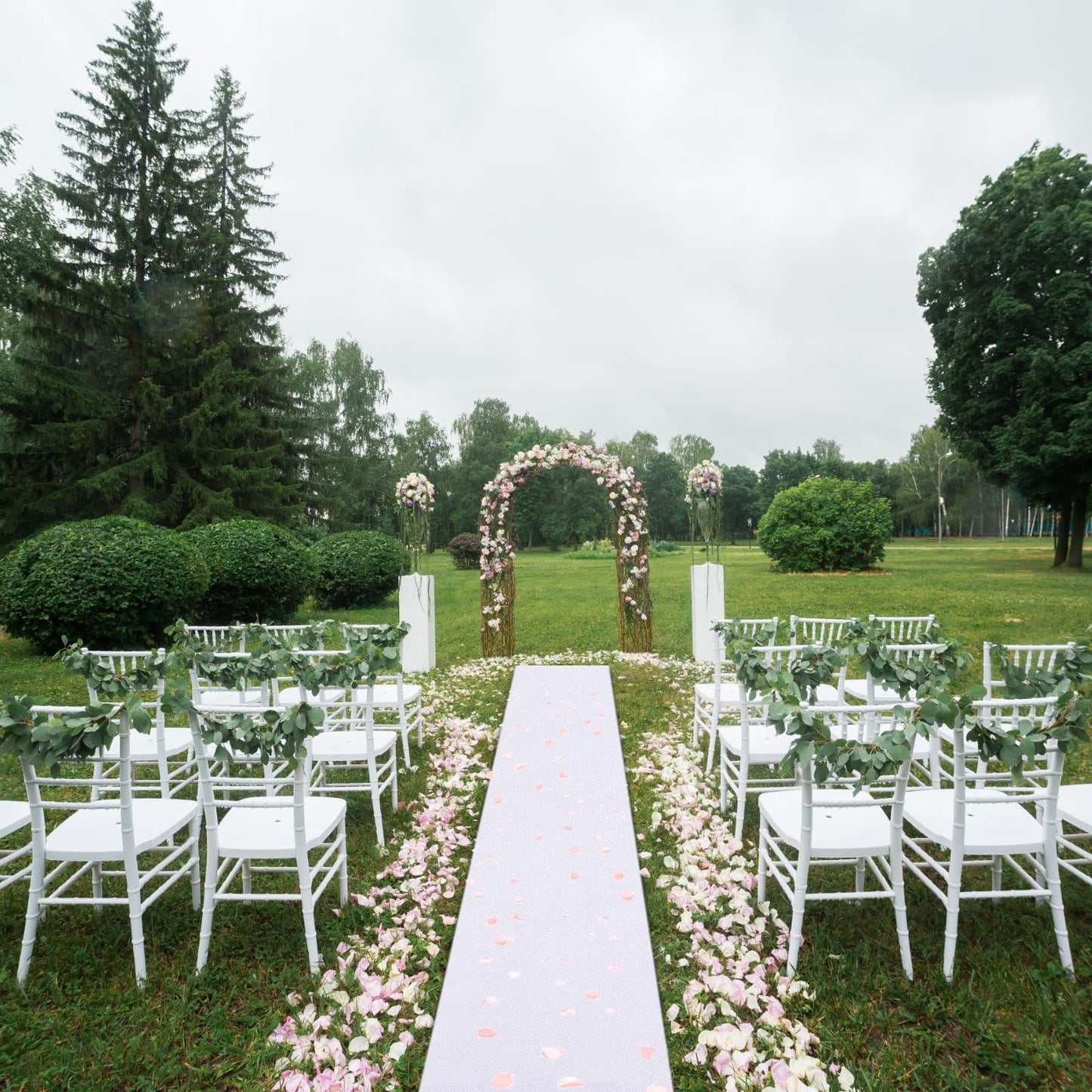 Tatuo Carpet Runner 2.46 x 30 ft Runway Rug 55 GSM Thickness with Carpet Tape for Prom Wedding Outdoor Indoor Hallway Movie Party Decoration Rug(2.46 x 30 Feet,Glitter White)