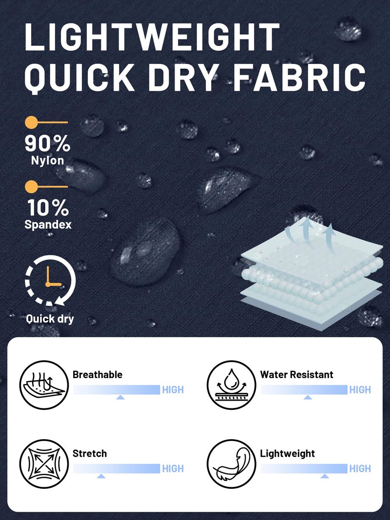TACVASEN Mens Shorts Casual Cargo 10" Hiking Work Golf Shorts Waterproof Quick Dry Outdoor Summer Dress Travel Fishing Navy 34