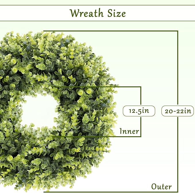 Christmas Boxwood Wreath Door Wreath 20In Large Christmas Door Wreaths for Front DoorWreath Winter Spring Summer Indoor OutdoorWreath Farmhouse Artificial Greenery Wreaths Home Decoraction