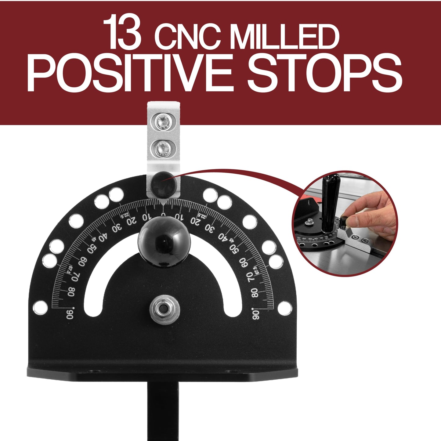 Fulton Precision Miter Gauge with Aluminum Miter Fence with 45 Degree Angled Ends for Maximum Stock Support and a Repetitive Cut Flip Stop