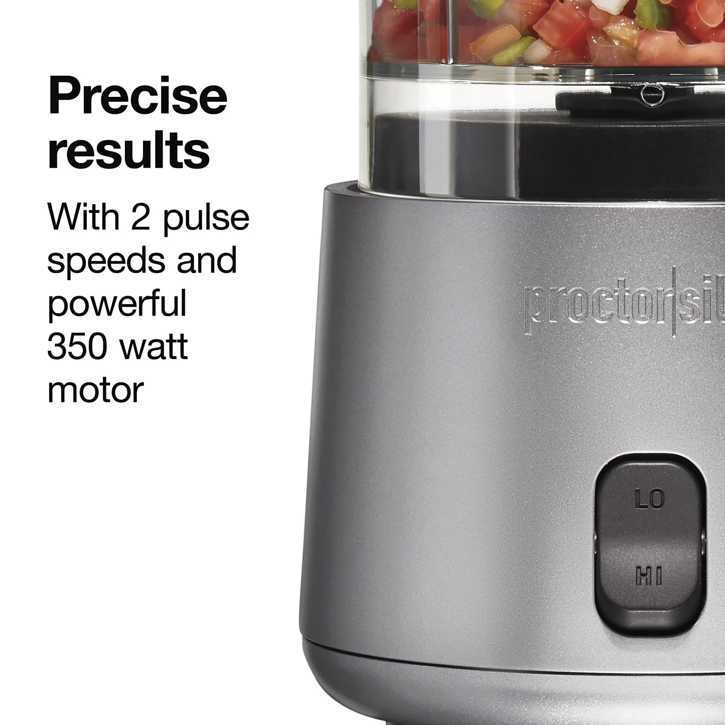 Proctor Silex Durable Electric Vegetable Chopper & Mini Food Processor for Chopping, Puree & Emulsify, 1.5 Cup, White