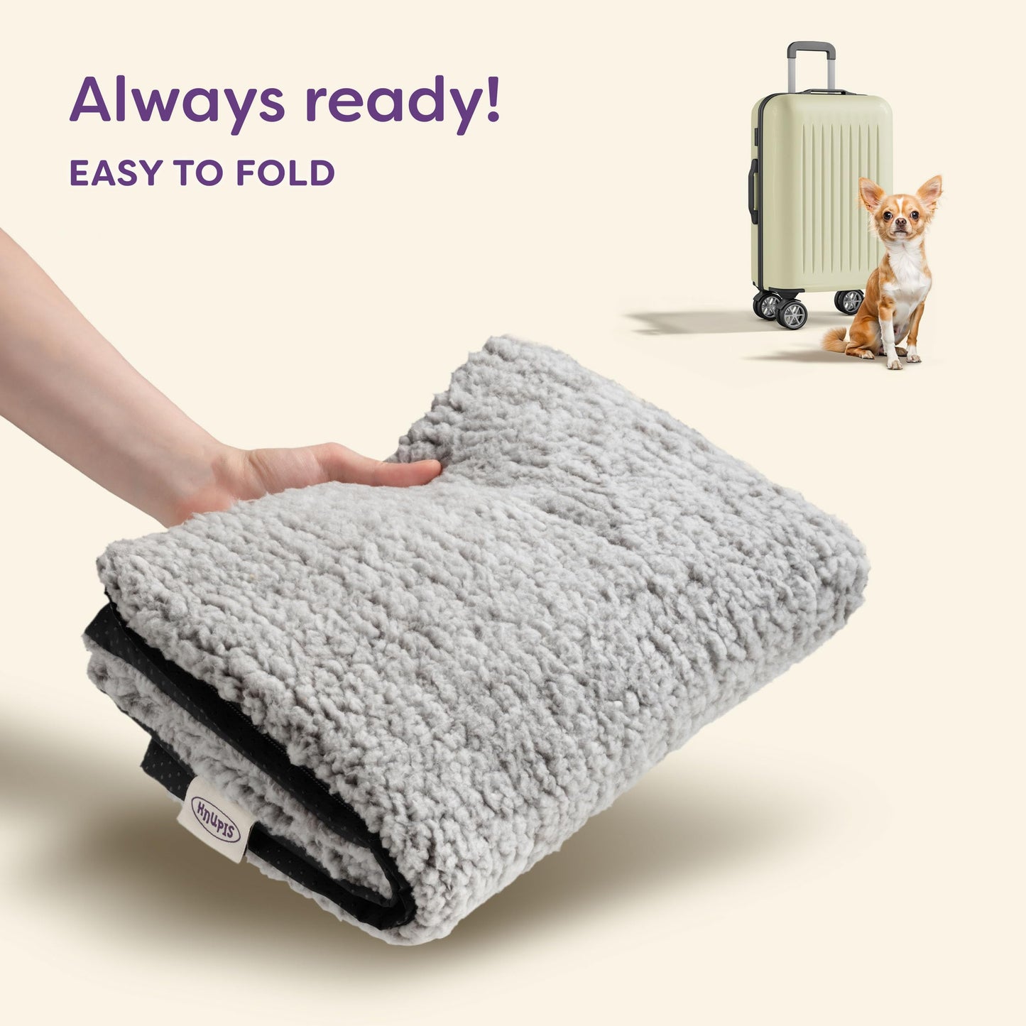 Knupis Self Heating Cat Bed - 60 x 45 cm - Soft & Cuddly Cat Blanket - Noise Dampening - Washable Cover - Non-Slip Underside (Grey)