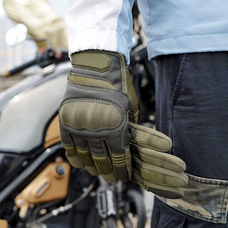 Touchscreen Full Finger Gloves for Men - Padded Outdoor Winter Gloves | Green