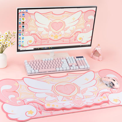 GeekShare Kawaii Mouse Pad Wrist Rest Support Set - Non-Slip Rubber Base Desk Mat and Memory Foam Wrist Rest for Keyboard and Mouse,Perfect for Gaming,or Home Office Work - Star Wings Series