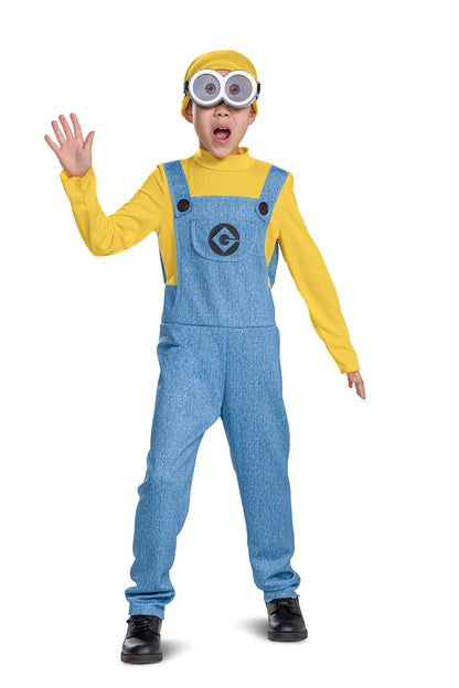 Bob Minions Costume for Kids, Official Minion Jumpsuit Outfit with Goggles and Hat, Classic Size Small (4-6) Multicolored