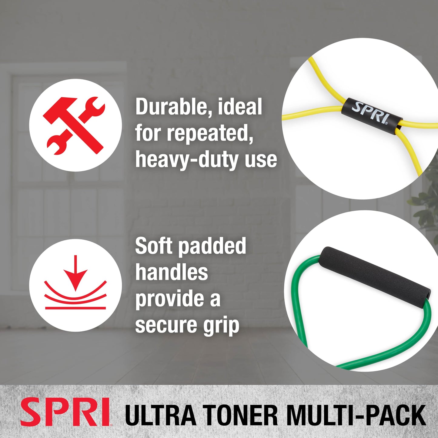 SPRI Ultra Toner Figure 8 Resistance Band with Padded Handles Great for Stretch, Exercise, Fitness Training, Yoga, Resistance Weights, Therapy, Gym or Home Workout Equipment.