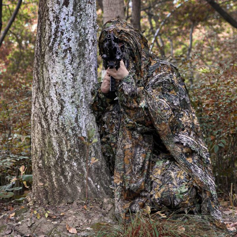 Favuit Ghillie Suit, 3D Leafy Camo Suits Hunting Camouflage Clothing Woodland Ghillie Apparel for Men Turkey Hunting Wildlife