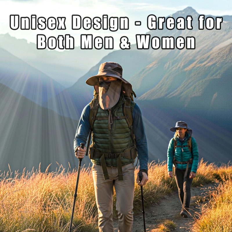 GOOHERA Sun Hat for Men & Women, Breathable Wide Brim Outdoor Fishing Hat with Face Cover & Neck Flap