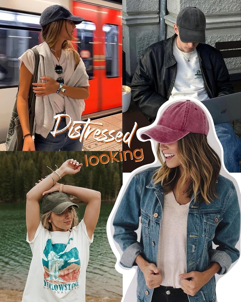 FURTALK Vintage Washed Cotton Baseball Cap - Unisex Distressed Dad Hat | Adjustable Fit, 3 Packs