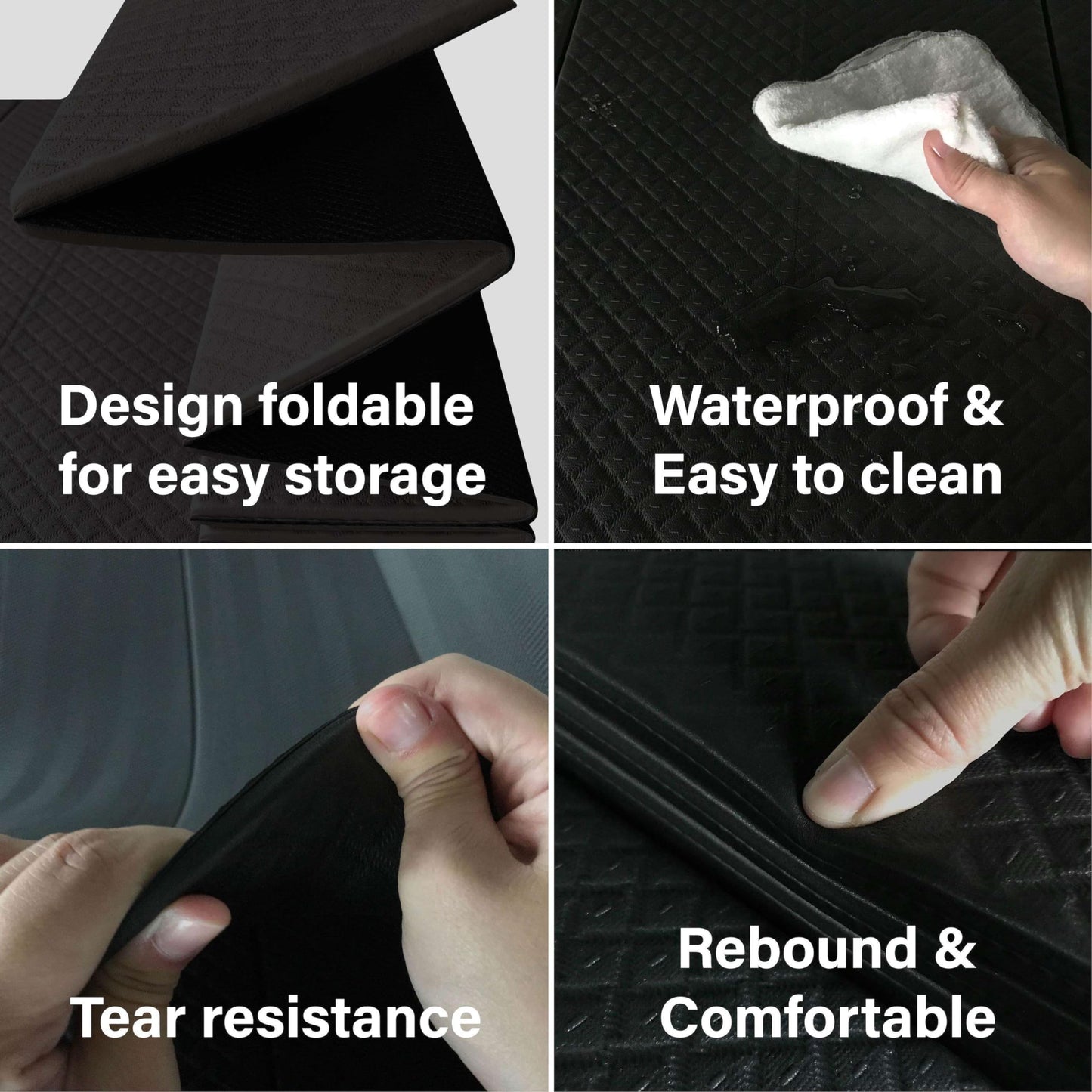 Foldable Yoga Mat – 2/5 Inch Thick, Lightweight, Easy to Store, Non-Slip Travel Yoga Mat for Fitness, Yoga, Pilates, Home Workouts, and Floor Exercises