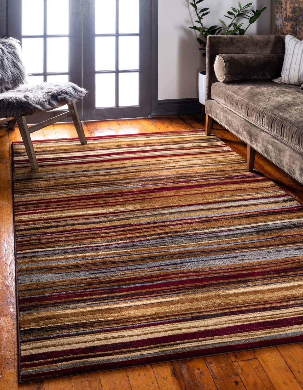Unique Loom Barista Collection Area Rug - Icatu (4' 1" x 6' 1" Rectangle, Beige/ Brown)
