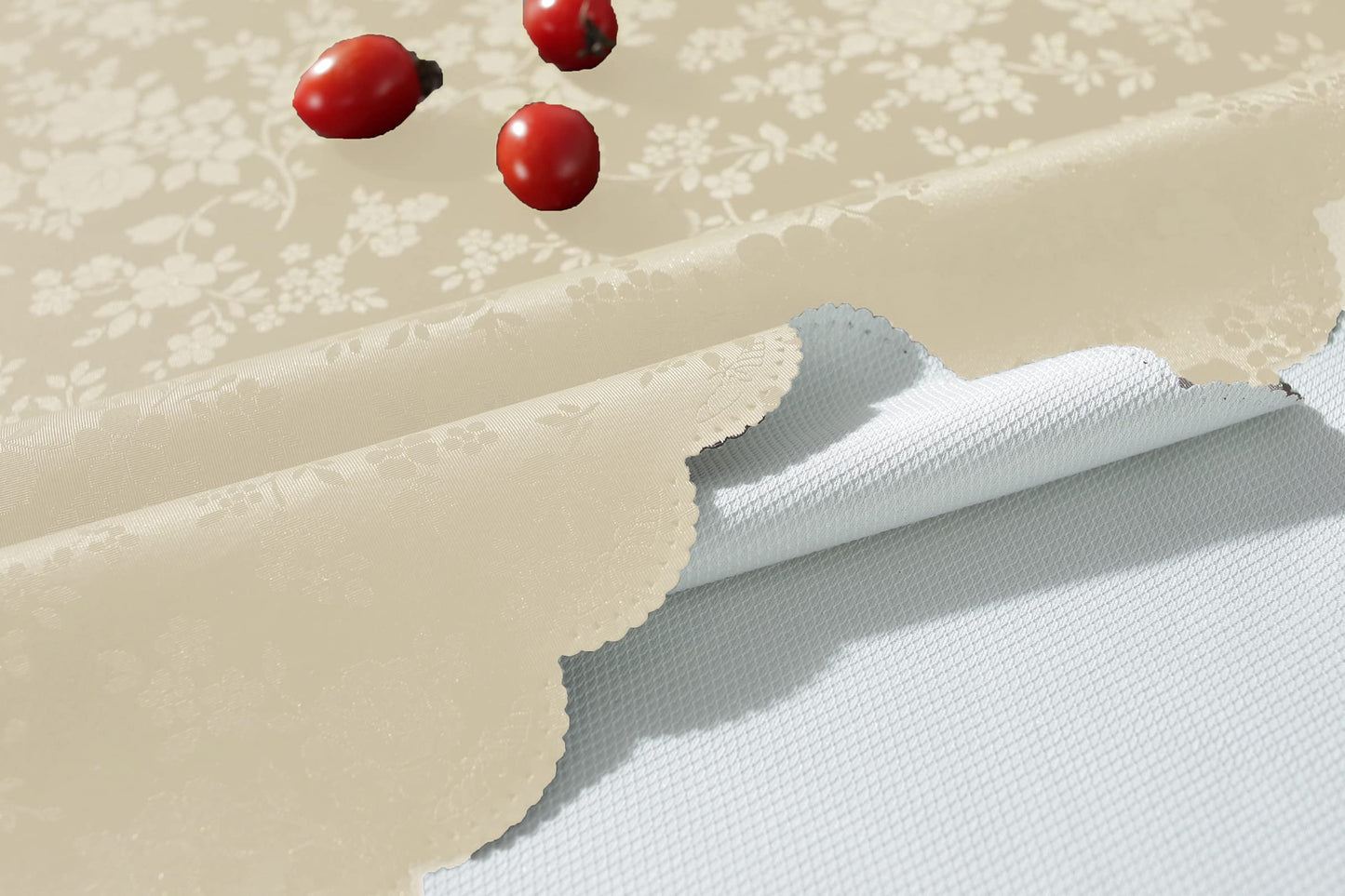 Jeloris Waterproof Vinyl Tablecloth, Square Heavy Plastic Tablecloth, Wipeable Spillproof Oil-Proof Vinyl Table Cover for Kitchen Dining Room (Beige, 60" x 60")