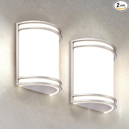 ASD LED Indoor Wall Mount Light Fixture - 10 Inch Modern Interior Brushed Nickel Wall Sconce Lighting - 3000K 4000K 5000K Adjustable - Half Cylinder Hallway Light Fixture - ETL & Energy Star 2 Pack