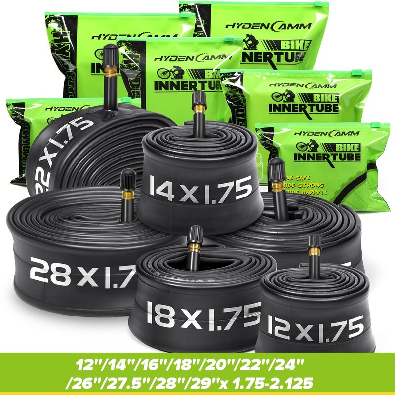 16 Inch Bike Tube 4 Pack with 2 Tire Levers, Premium Bike Tire Tube Fit 16''x 1.75/1.95/2.10/2.125, Schrader Valve Bicycle Tubes for Most 16'' Kids Bikes by Hydencamm