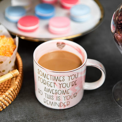 Thank You Gifts, Christmas Gifts for Women - Funny Gift Ideas for Friends, Coworkers, Boss, Employee, Mom, Mentor - Inspirational, Thoughtful, Birthday, Friendship, Presents for Her - Pink Coffee Cup