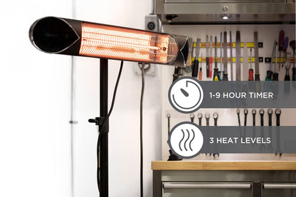 Briza Infrared Electric Patio Heater - Indoor/Outdoor Heater - Portable Wall/Garage Heater - 1500W - use with Stand - Mount to Ceiling/Wall)