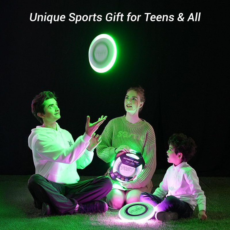 TOSY Flying Disc - 108 RGB Multicolor LEDs, Super Bright, Smart Modes, Cool Valentine Easter Gift, Camping Toy for Kid/Teen/Adult, Auto Light Up, Rechargeable, Waterproof, 175g, 2-Pack
