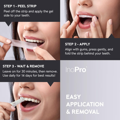 InoPro Natural Teeth Whitening Strips Kit, 14 Treatments Whitening for Sensitive Teeth, Peroxide Free, White Strips That Do Not Damage Enamel, Stain Removal