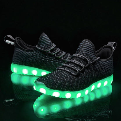 Light Up Shoes for Women Men USB Charging LED Shoes Adult Halloween Dancing Glowing Luminous Trainers Mesh Upper Flashing Sneakers(Black,9)