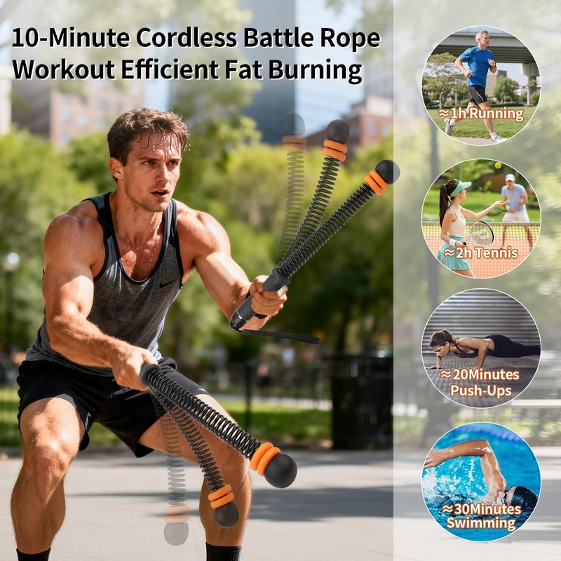 Ropeless Battle Rope, Portable Adjustable Strength Training for Home Gym