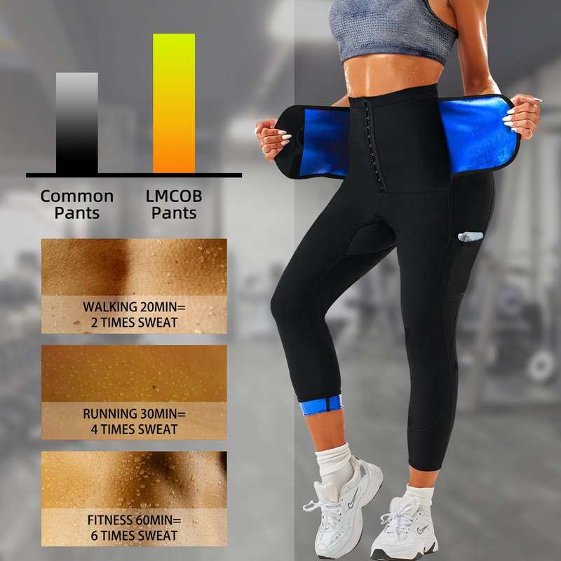 LMCOB Sauna Sweat Pants for Women High Waist Compression Sauna Leggings Workout Sauna Pants for Weight Loss(BH70063-01-S)