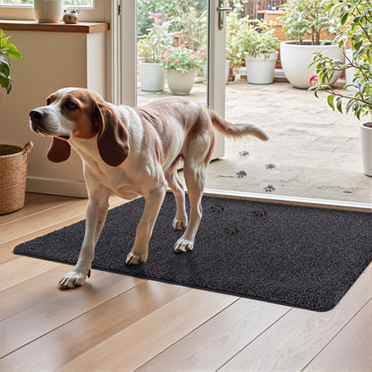 DEXI Dirt Trapper Door Mat Indoor, Non-slip Doormats Inside, Machine Washable, Super Absorbent Entrance Mats Soft Floor Carpet Rug, 50 x 80 cm, Black-Grey