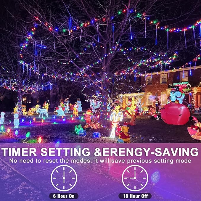 Christmas Lights Indoor Outdoor, 132ft 400 LED Christmas String Lights Indoor 8 Modes Clear Wire, Plug in Waterproof Twinkle Fairy Lights for Bedroom Tree Christmas Decorations, Multicolor
