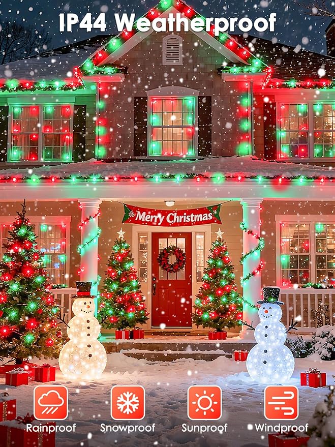 Voice Control Connectable 2PK 164FT 400LED Christmas String Lights Indoor Outdoor with Remote | Smart Twinkle Fairy String Lights 12 Modes & Timer for Xmas Tree Decor (Red & Green)