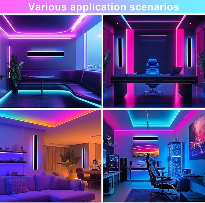 2 Pack RGB Outdoor Long Wall Lights Fixture, 32 inch Exterior Long Linear Lighting, Dimmable Outside Wall Sconce Linear Lights, Outside LED Long Lights for Patio, Porch, Garage, Front Door