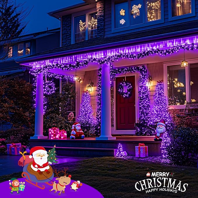 JMEXSUSS 150 LED Purple Halloween Lights Indoor, 8 Modes Connectable String Lights Outdoor Waterproof, 59FT Purple Christmas Light for Party Bedroom Tree Halloween Decorations