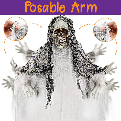 Halloween Hanging Skeleton Ghosts (3 Pack), One 36” and Two 32” Halloweens Grim Reapers, Flying Ghosts for Haunted House Prop Décor, Indoor/Outdoor Halloween Decorations