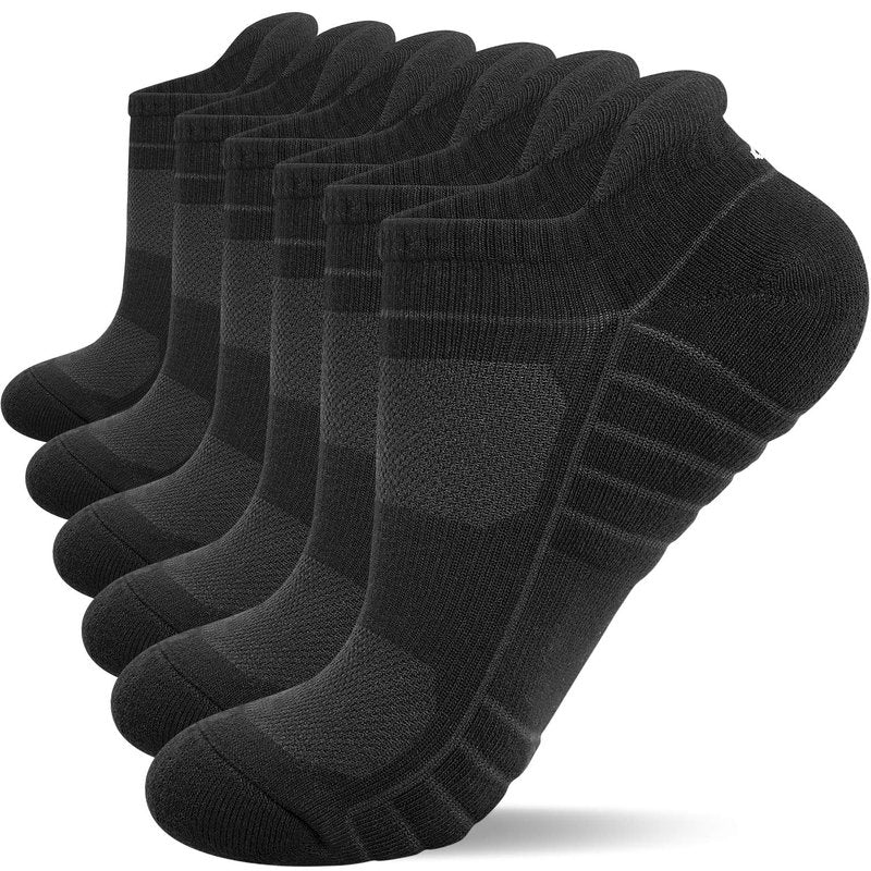 Lapulas Ankle Socks Cushioned No Show Sport Low Cut Socks for Men and Women 6Pairs Black Large