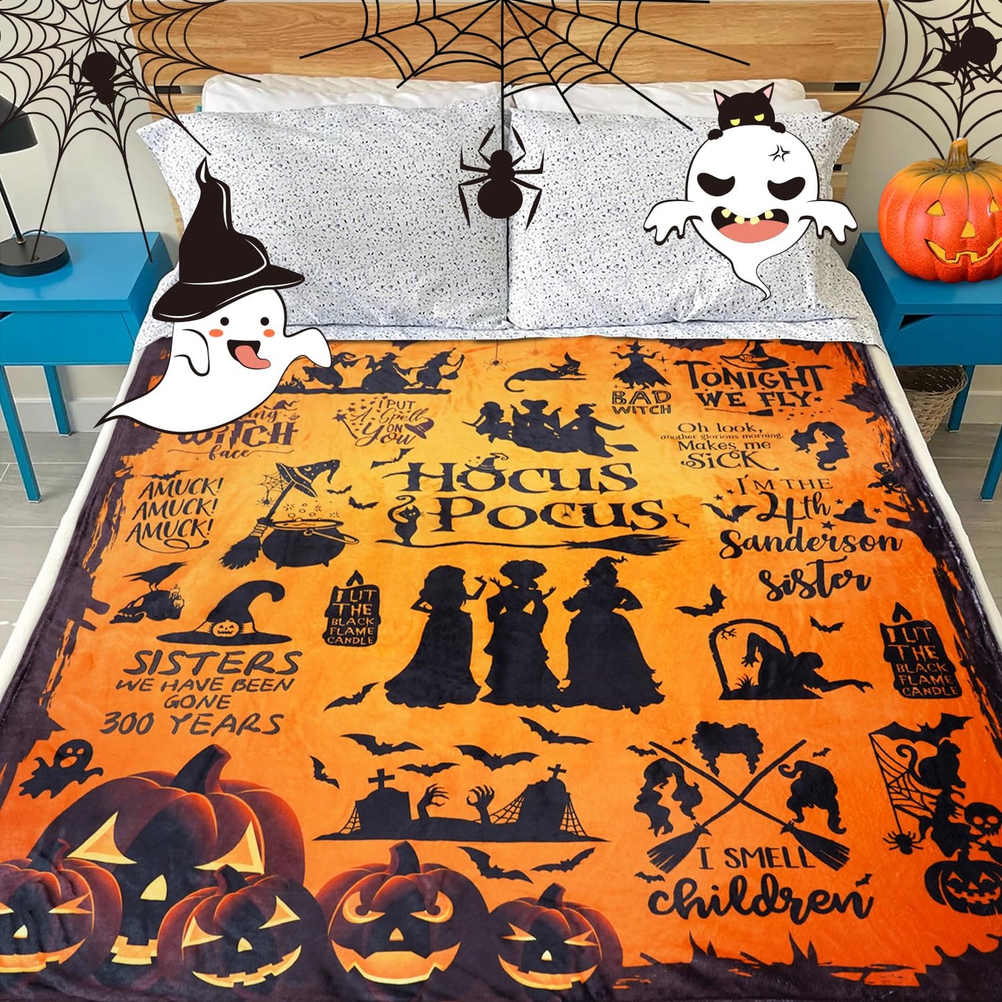 Metawu Witch Blanket Halloween Throw Blankets for Women Witch Flannel Fleece Blankets for Couch Sofa Bed Chair Decor Halloween Decorations Blanket 50x60in