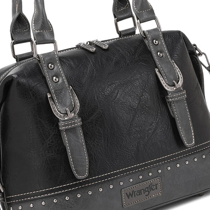 Wrangler Doctor Bag Top Handle Purse Hobo Shoulder Barrel Satchel Handbags for Women, Cannon Black, One Size