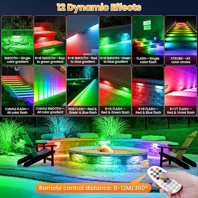 ZZXX 5W Halloween Hardscape Lighting 8 inch RGB Retaining Wall Lights Color Changing Low Voltage Paver Lights 12V Step Light IP68 Waterproof Outdoor with Photocell Sensor for Deck Stair Pathway,8 Pack