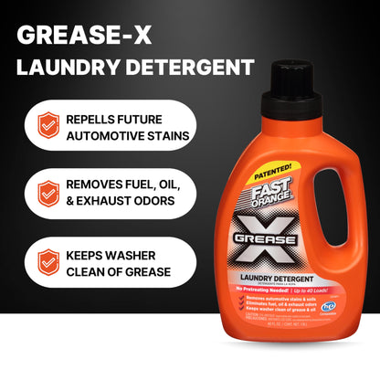 Fast Orange 22340 Fast Orange Grease X Mechanic's Laundry Detergent Liquid, 40 Fl. Oz. Stains, Soils & Odor Eliminator for Clothes, Heavy Duty Formula & Degreaser to Deep Clean Active Wear Clothing