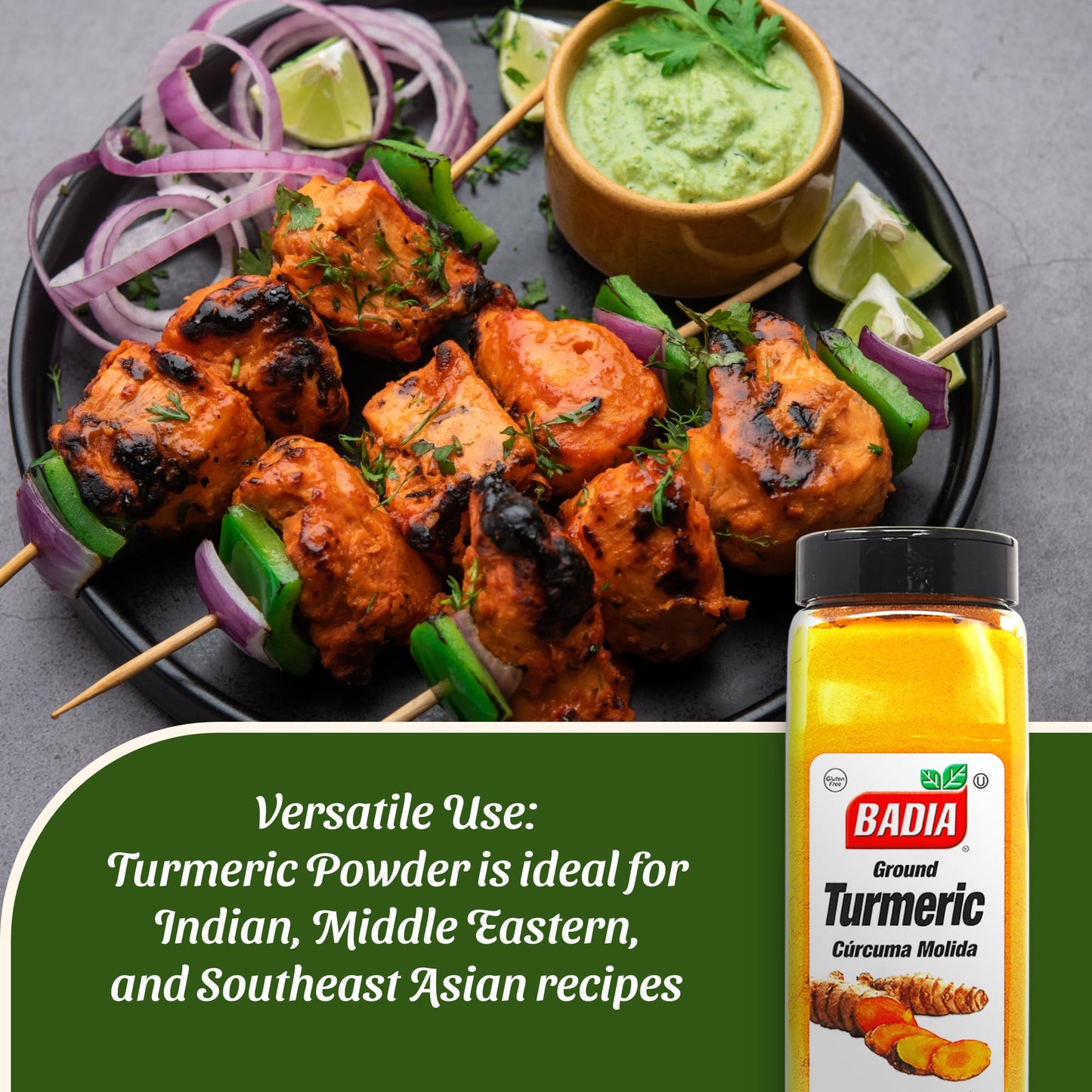 Badia Ground Turmeric Powder, 16 oz - Premium Curcuma Seasoning for Cooking, Golden Flavor & Rich Aroma